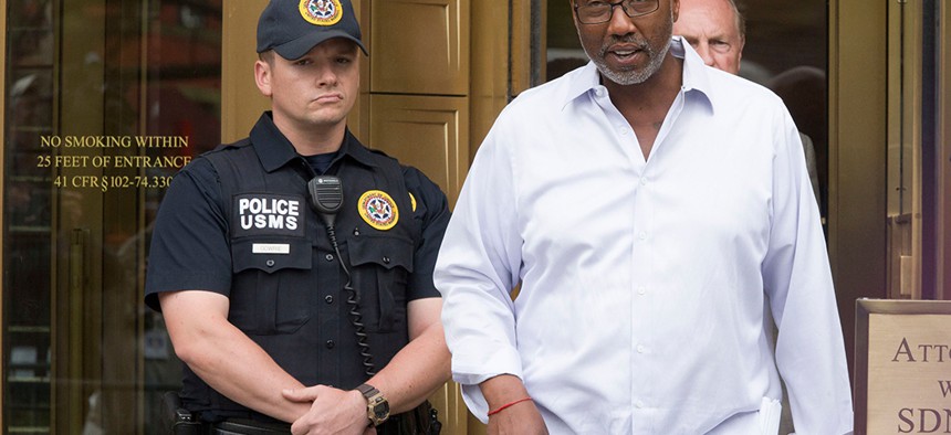 Norman Seabrook, former president of the New York City Correction Officers' Benevolent Association, seen here leaving court after initially being charged, was found guilty this week of bribery and conspiracy after his first trial ended in a mistrial.