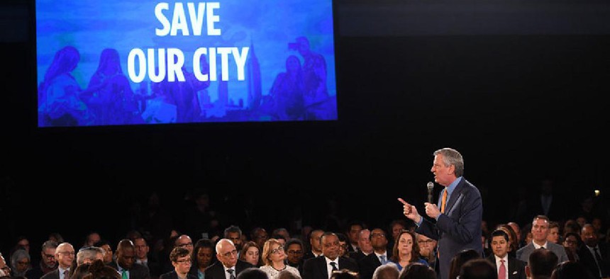 Mayor Bill de Blasio delivers his seventh State of the City address at the American Museum of Natural History on Thursday, February 6, 2020.Mayor Bill de Blasio delivers his seventh State of the City address at the American Museum of Natural History on Th