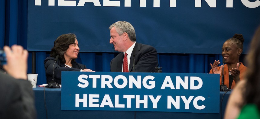 De Blasio and Dr. Oxiris Barbot the day she was appointed as Commissioner of the City’s Department of Health and Mental Hygiene.
