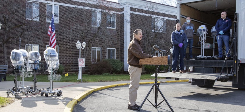 Governor Cuomo at Pathways Nursing and Rehabilitation Center on April 12th.