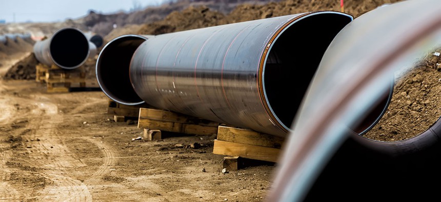 A natural gas pipeline being constructed.