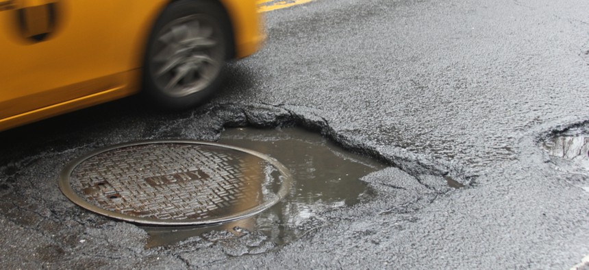 Pothole in New York City street