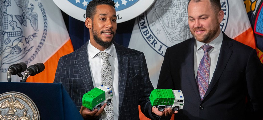 New York City Councilman Antonio Reynoso and New York City Council Speaker Corey Johnson.