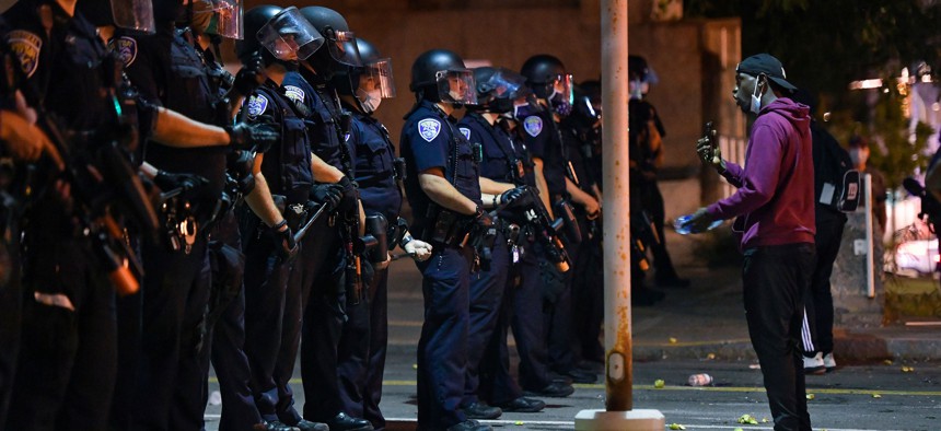 The Rochester police confronting protesters in September 2020.