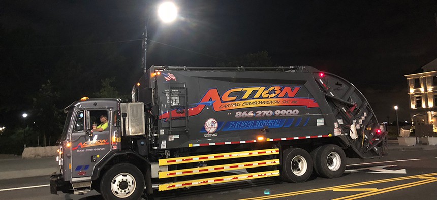 a private sanitation truck in New York City 