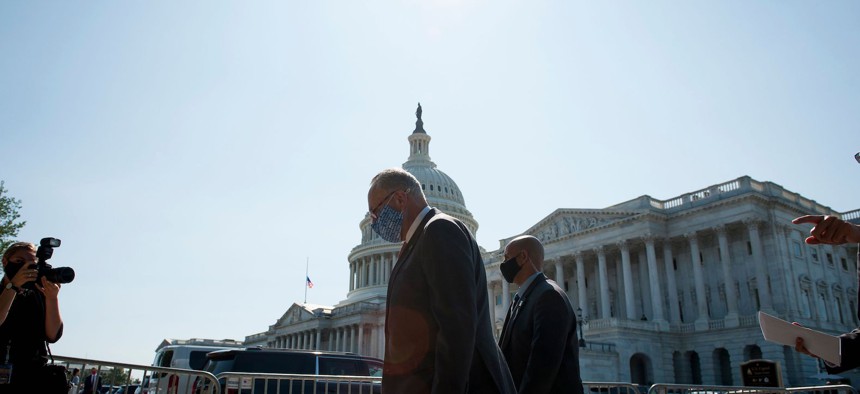 Senator Chuck Schumer outside the Capitol building on September 22, 2020.