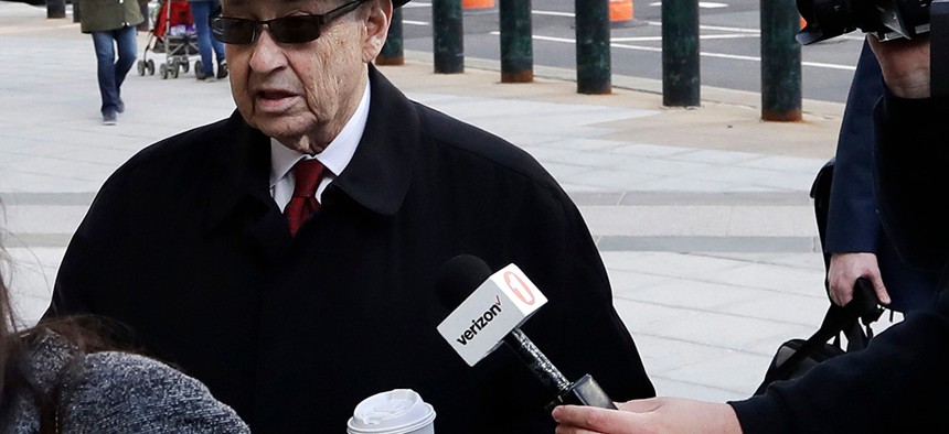 Former New York Assembly Speaker Sheldon Silver arrives at federal court his corruption retrial in New York.