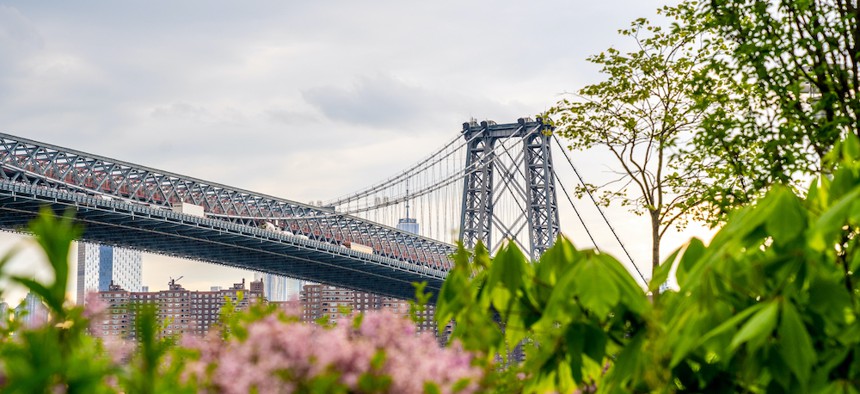 Williamsburg Bridge in spring