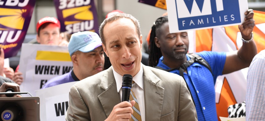 Bill Lipton at a Working Families Party rally