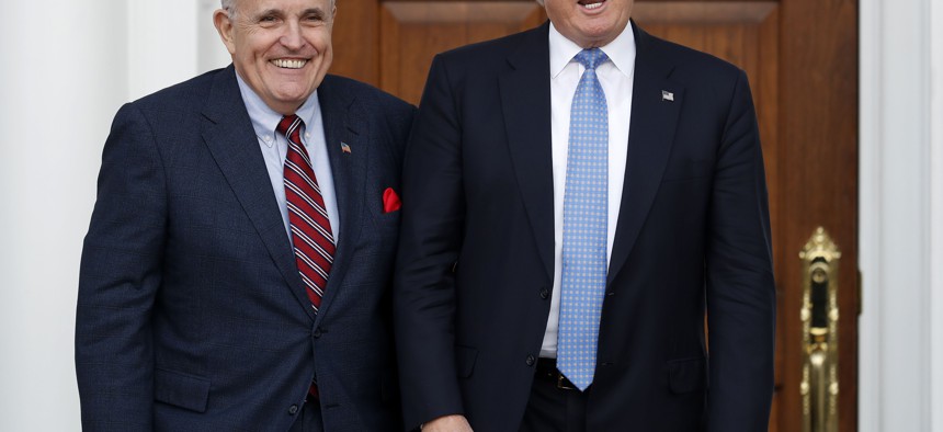 Former New York City Mayor Rudy Giuliani and President Donald Trump