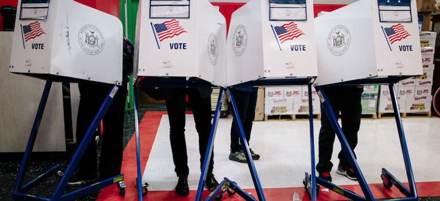 Voting booths on Election Day in NYC