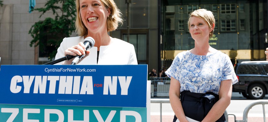 State attorney general candidate Zephyr Teachout is endorsed by gubernatorial candidate Cynthia Nixon.
