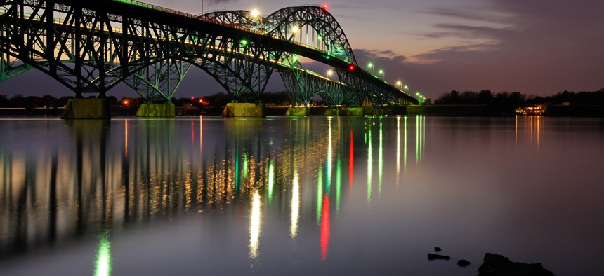 The South Grand Island Bridge over the Niagara RIver in Buffalo