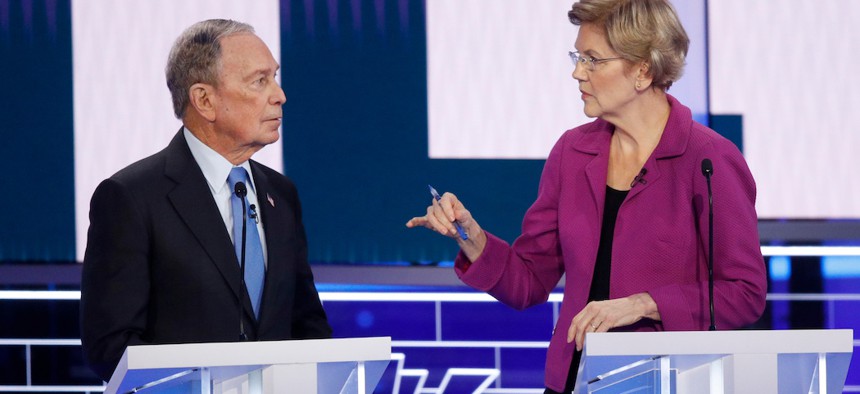 Michael Bloomberg and Sen. Elizabeth Warren at the Democratic debate in Nevada this Wednesday.