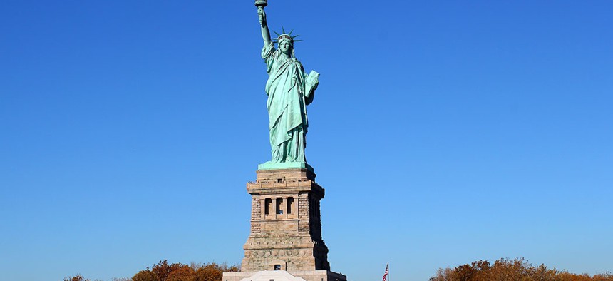 The Statue of Liberty.