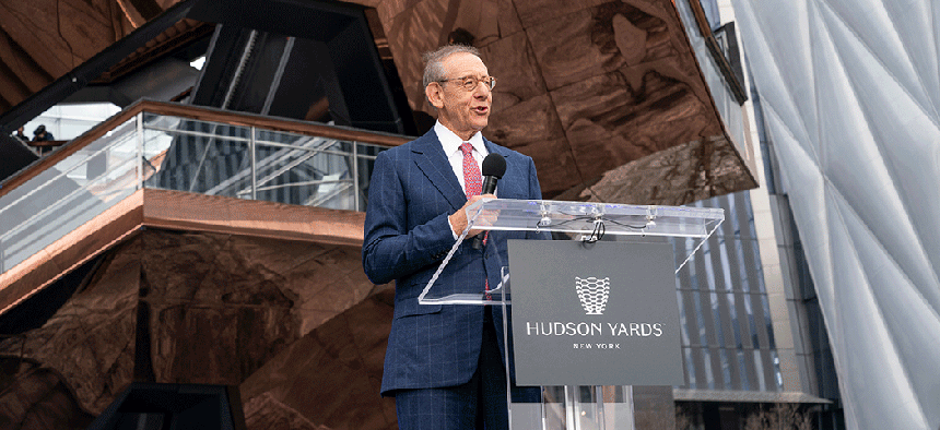 Chairman of Related Companies Stephen Ross speaking at Hudson Yards' opening on March 15.