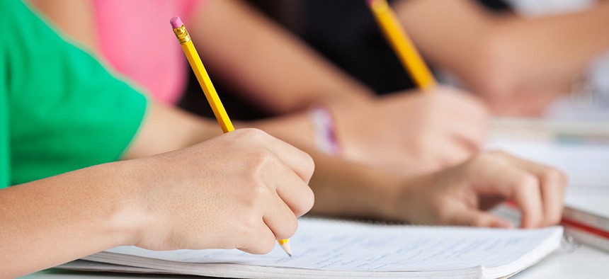 Students in a classroom.