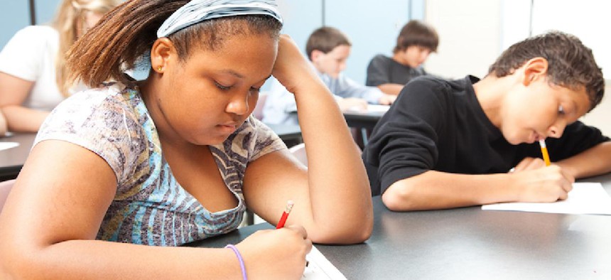 A student taking a standardized test.