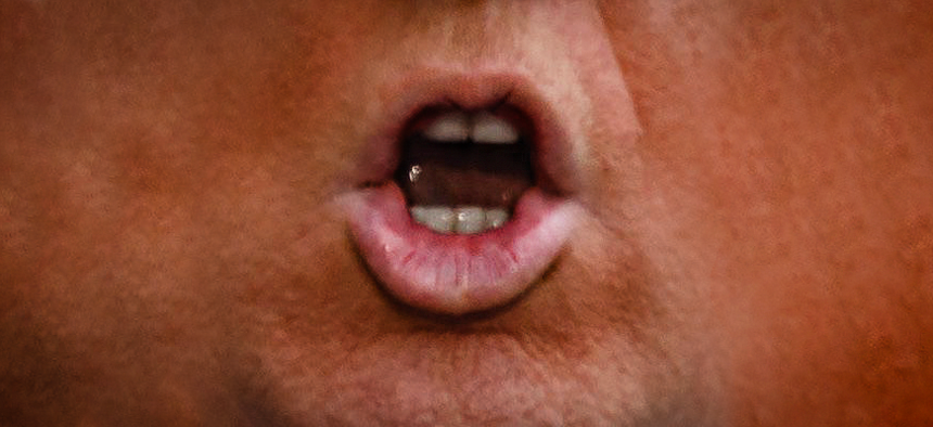 Close-up of Donald Trump's mouth