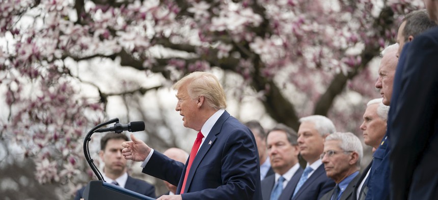 President Trump at a briefing on the coronavirus on Friday, March 13th.