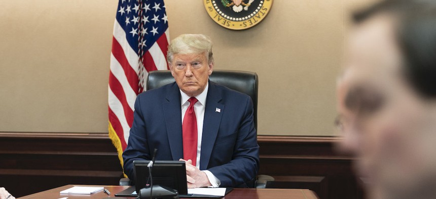President Trump during the governor's teleconference on partnership for the COVID-19 response on March 26th.