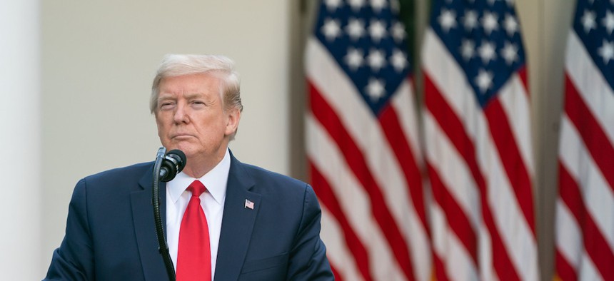 President Trump during the coronavirus update briefing on April 27th.