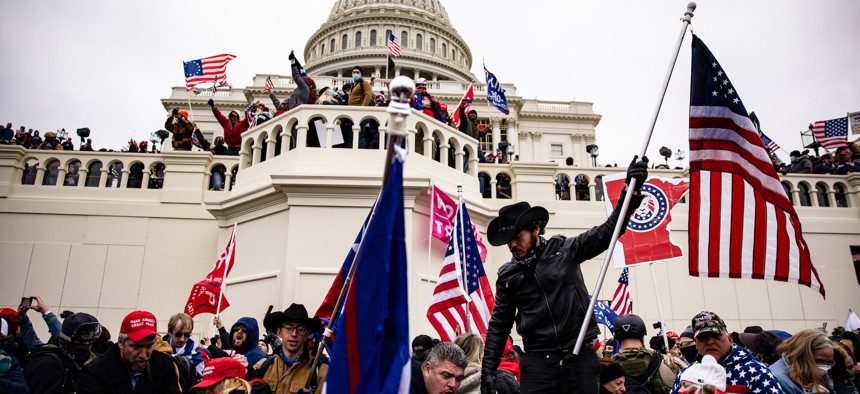 Pro-Trump rioters at the United States Capitol last week.