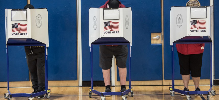 Voters at Rockaway YMCA in Averne, Queens on October 26th.