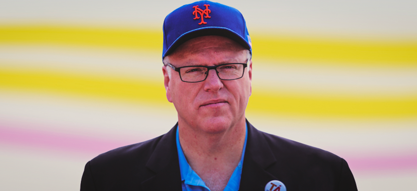 Rep. Joe Crowley in a Mets cap