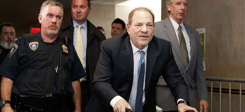 Harvey Weinstein arrives at the New York State Supreme Court on Feb. 24.