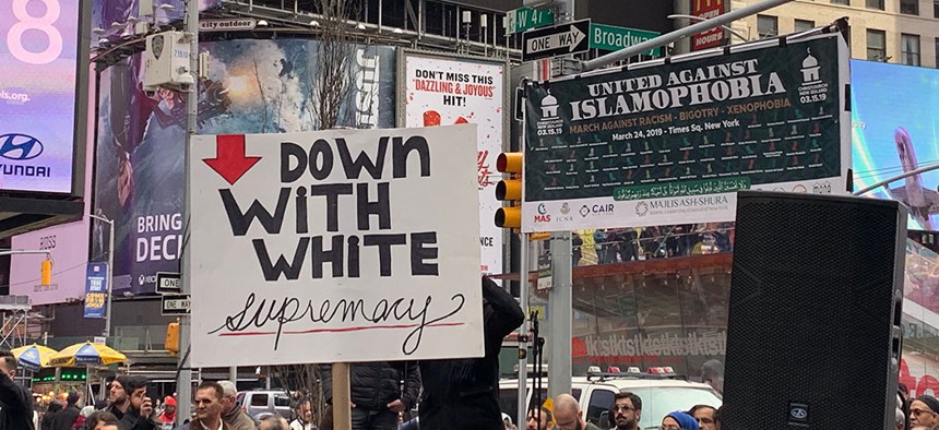 A protest against white supremacy held in New York City's Times Square.