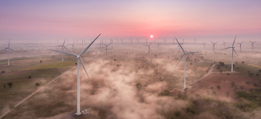 Wind turbines as far as the eye can see