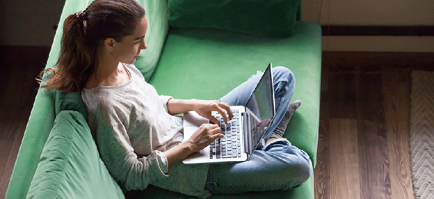 Woman on laptop.