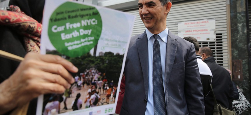 Council Member Ydanis Rodriguez announces car free day in New York City. 