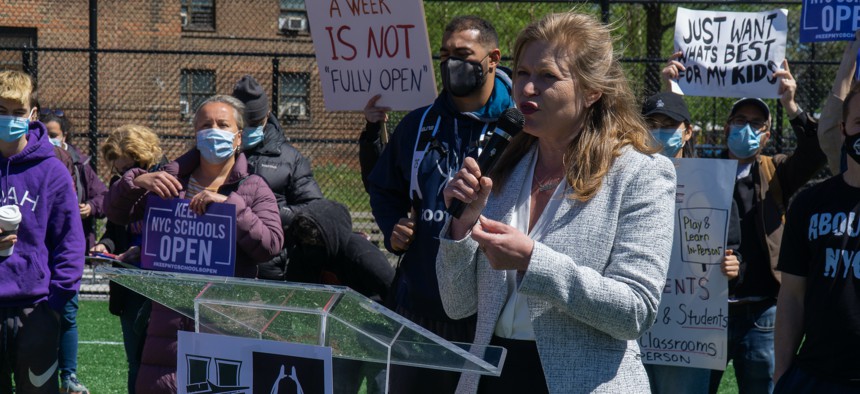 Mayoral candidate Kathryn Garcia in Spanish Harlem on May 1.