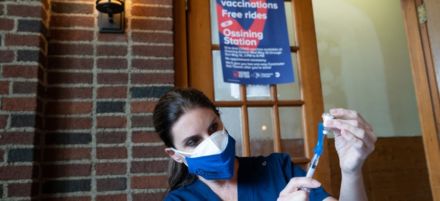 A vaccine being prepared at the Ossining, NY- Pop-Up Vaccination site.