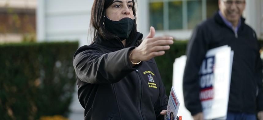 Republican New York state Assemblywoman Nicole Malliotakis on the campaign trail.