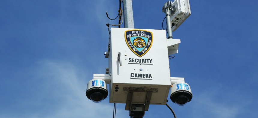 An NYPD surveillance camera in Staten Island.