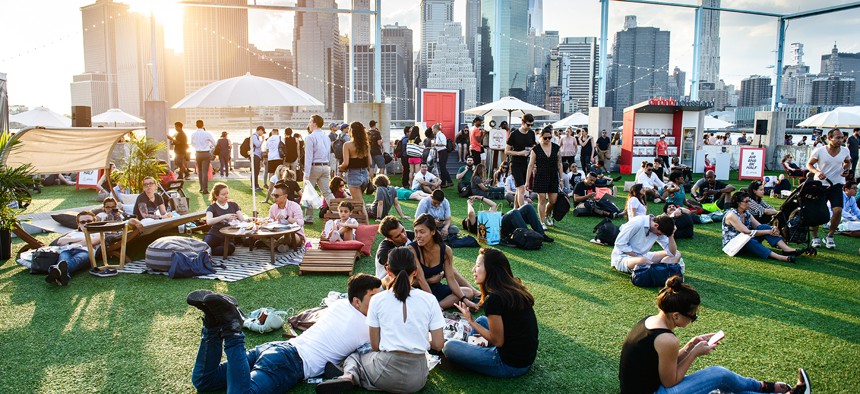 People enjoying summer in NYC.