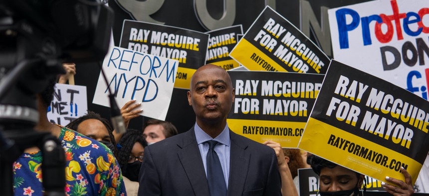 Ray McGuire at the first in-person mayoral debate.