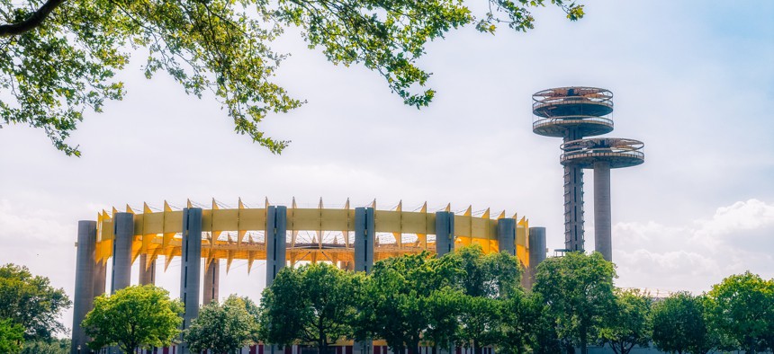 The famous observation towers at Flushing Meadows Corona Park