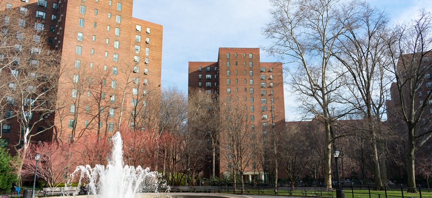 Fountain and Residential Buildings at StuyTown in New York City