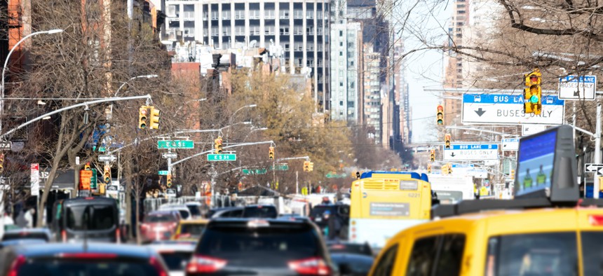 New York City rush hour traffic on 1st Avenue.