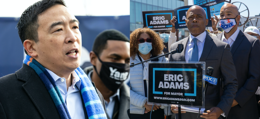 Mayoral candidates Andrew Yang and Eric Adams