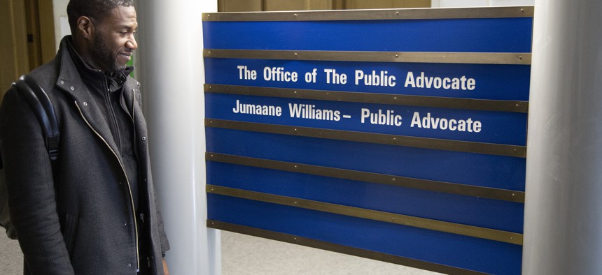 Public advocate-elect Jumaane Williams visits his new office for the first time.