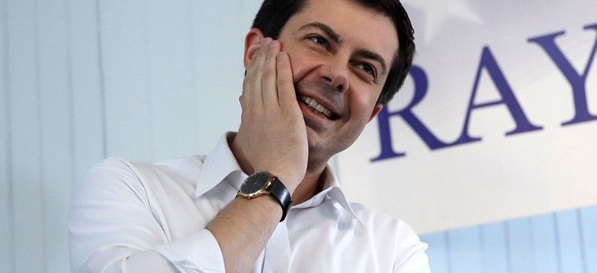 Indiana Mayor Pete Buttigieg during a stop in New Hampshire.