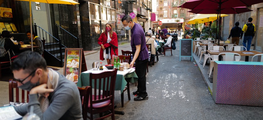 Outdoor dining in Chinatown.