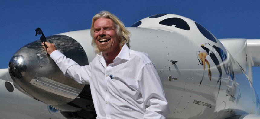 Richard Branson in Spaceport America, New Mexico.