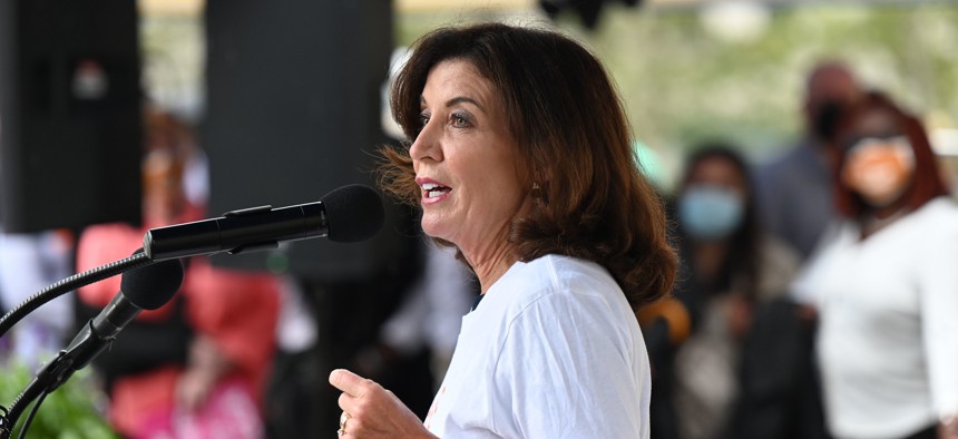 Gov. Kathy Hochul’s nomination of Adrienne Harris to be the superintendent of the state Department of Financial Services is controversial. 