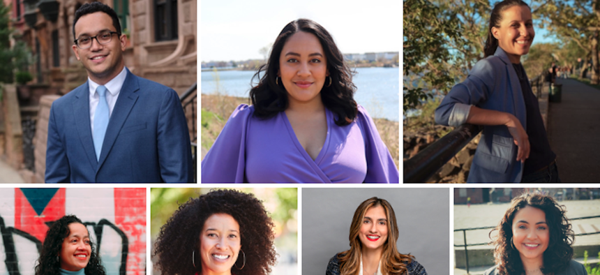 Shaun Abreu, Amanda Farías, Tiffany Cabán, Alexa Avilés, Sandy Nurse, Marjorie Velázquez, and Jennifer Gutiérrez